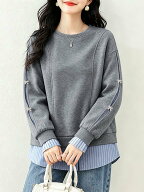 【SALE／40%OFF】Doux Belle リボン付き袖ラインレイヤード風スウェット レディース トップス ドゥー・ベ…