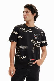 【SALE／49%OFF】Desigual テキスト 半袖Tシャツ デシグアル トップス カットソー・Tシャツ ブラック【送料無料】