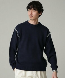 【SALE／40%OFF】NANO universe LB.04/ブランケットステッチニット ナノユニバース トップス ニット ネイビー グリーン オレンジ【送料無料】