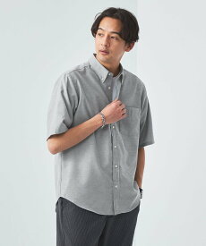 UNITED ARROWS green label relaxing オックスフォード ボタンダウン 半袖 シャツ -防シワ- ユナイテッドアローズ グリーンレーベルリラクシング トップス シャツ・ブラウス グレー ホワイト ブルー【送料無料】