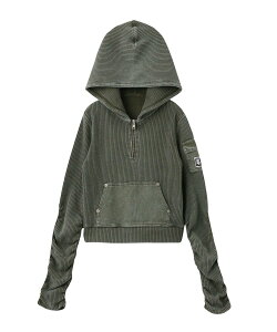 X-girl FADED WOVEN MIX HALF ZIP HOODED TOP �G�b�N�X�K�[�� �g�b�v�X �J�b�g�\�[�ET�V���c �O���[�� �u���b�N�y���������z