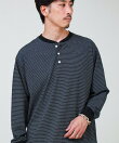 【多機能】Functionボーダー ヘンリーネックロンT