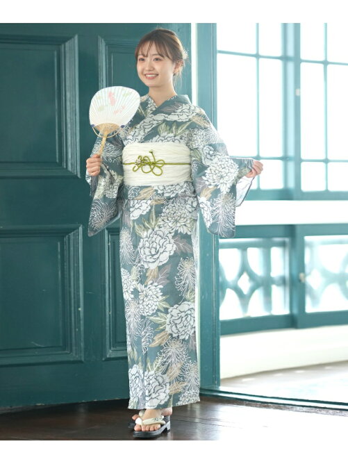 Utatane 変わり織り浴衣3点セット ブルーグリーンに広がる菊牡丹 Rakuten Fashion 楽天ファッション 旧楽天ブランドアベニュー Ba97