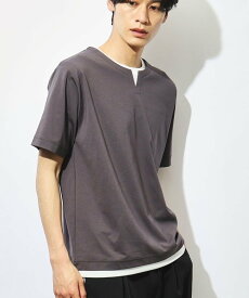 【SALE／10%OFF】THE SHOP TK 【ブランド定番/1枚でコーデが決まる!】ポンチキーネック半袖Tシャツ ザ ショップ ティーケー トップス カットソー・Tシャツ グレー グリーン ベージュ ブルー【送料無料】