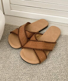 【SALE／20%OFF】aimoha - select - 【shoes365】クロス編みデザインサンダル アイモハ シューズ・靴 サンダル イエロー ホワイト グリーン ブルー ブラウン