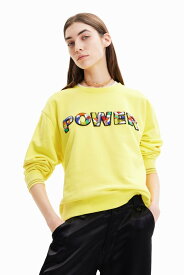 【SALE／50%OFF】Desigual Power パッチ スウェットシャツ デシグアル トップス スウェット・トレーナー イエロー オレンジ【送料無料】