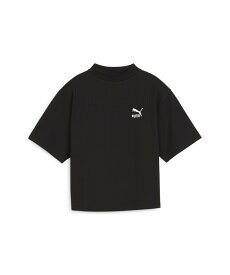 PUMA ウィメンズ CLASSICS リブ リラックス モックネック 半袖 シャツ プーマ トップス カットソー・Tシャツ ブラック【送料無料】