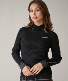 【SALE／60%OFF】JUN&ROPE' ラメ使い衿付き長袖リブニット ジュンアンドロペ トップス ニット ブラック ホワイト オレンジ ネイビー パープル【送料無料】