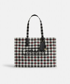 【SALE／40%OFF】COACH OUTLET 【公式】トート バッグ・ギンガム プリント コーチ　アウトレット バッグ トートバッグ ブラック【送料無料】