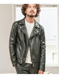 Magine SYNTHETIC LEATHER DOUBLE RIDERS JACKET ライダースジャケット カンビオ ジャケット・アウター ライダースジャケット ブラック グリーン グレー【送料無料】