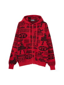 HYSTERIC GLAMOUR VIXEN BOX柄ジャカード パーカー ヒステリックグラマー トップス パーカー・フーディー ホワイト レッド ブラック【送料無料】