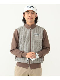 BEAMS GOLF PURPLE LABEL BEAMS GOLF PURPLE LABEL / チェックフロント ニットジップブルゾン ビームス ゴルフ トップス ニット ネイビー ブラウン【送料無料】