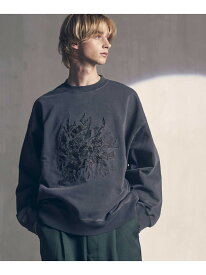 MAISON SPECIAL Flower Embroidery Heavy-Weight Pigment Sweat Prime-Over Crew Neck Pullover メゾンスペシャル トップス スウェット・トレーナー グレー ホワイト【送料無料】