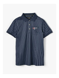 Aquascutum GOLF GOLF MEN - レトロストライプポロ アクアスキュータム トップス カットソー・Tシャツ ホワイト ネイビー【送料無料】