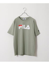 FILA 高密度生地センターロゴ半袖Tシャツ ジップファイブ トップス カットソー・Tシャツ グリーン ホワイト カーキ ブルー ネイビー ブラック グレー