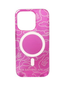 A BATHING APE (M)NEON CAMO IPHONE 15 PRO CLEAR CASE ア ベイシング エイプ スマホグッズ・オーディオ機器 スマホ・タブレット・PCケース/カバー ピンク【送料無料】