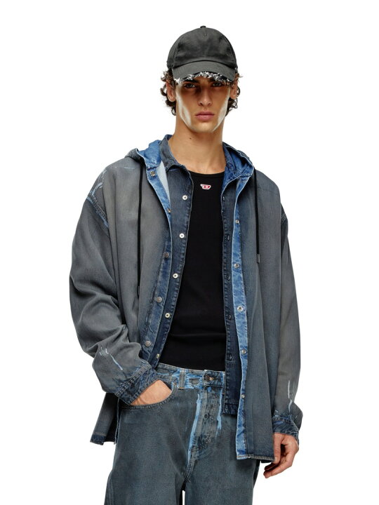 楽天市場】DIESEL メンズ シャツ デニム D-DEWNY-HOOD-S1 SHIRT 