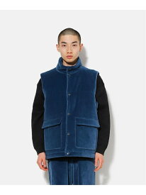 【SALE／20%OFF】UNDECORATED (U)Cotton Velvet Padding Vest アンデコレイテッド トップス ベスト・ジレ ブルー【RBA_E】【送料無料】