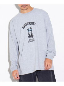 【SALE／55%OFF】GLOSTER 【GLOSTER/グロスター】college dog フロントプリント ロングTシャツ フレディ アンド グロスター トップス カットソー・Tシャツ グレー ホワイト【RBA_E】