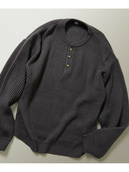 FREAK'S STORE 限定展開 リラックスフィット 畦編み ヘンリーネック ニット フリークスストア トップス ニット グリーン ブラウン ブラック イエロー レッド グレー【送料無料】