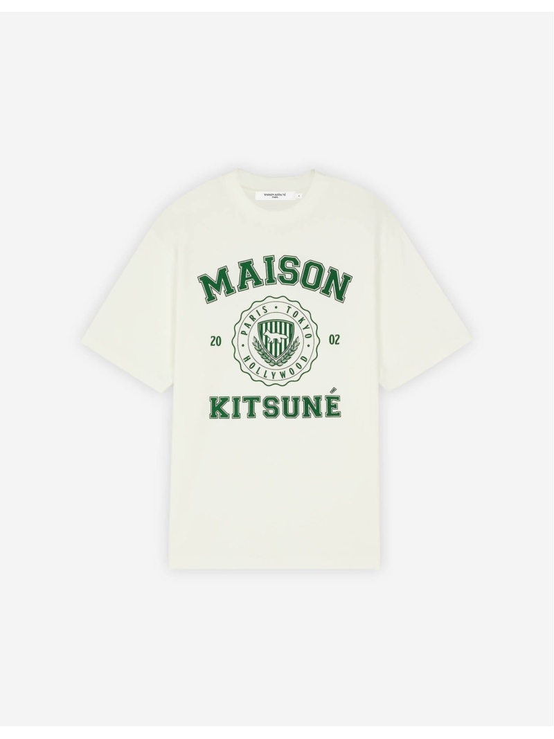 買得 MAISON KITSUN? MAISON KITSUNE (M)VARSITY COMFORT TEE-SHIRT メゾン キツネ トップス カットソー・Tシャツ ホワイト ピンク グリーン