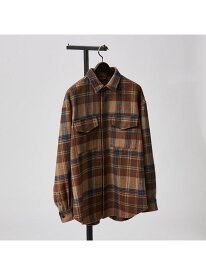 ABAHOUSE LASTWORD 【シャギー素材】ネルチェック オーバーサイズ CPOシャツ /シャツブルゾン アバハウス ジャケット・アウター ブルゾン・ジャンパー ブラウン グレー【送料無料】