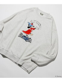 【SALE／20%OFF】FREAK'S STORE DISNEY/ディズニー/『ファンタジア』/魔法/ミッキーマウス/フロッキープリント クルーネックスウェット 24AW フリークスストア トップス スウェット・トレーナー ブラック グレー【RBA_E】【送料無料】