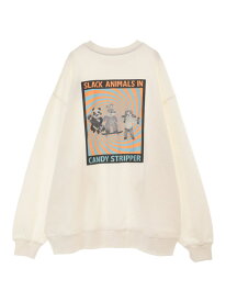 【SALE／50%OFF】Candy Stripper SLACK ANIMALS SWEAT ONE-PIECE キャンディストリッパー トップス スウェット・トレーナー ホワイト ブラック オレンジ ブルー【RBA_E】【送料無料】