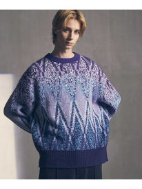 MAISON SPECIAL Airy Mohair Argyle Prime-Over Crew Neck Knit Pullover メゾンスペシャル トップス ニット ブラック ホワイト パープル【送料無料】