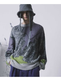 MAISON SPECIAL Airy Mohair Abstract Prime-Over Crew Neck Knit Pullover メゾンスペシャル トップス ニット オレンジ パープル【送料無料】