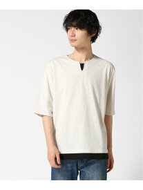 【SALE／10%OFF】ZERO STAIN ZERO STAIN/(M)汗染み 目立ちにくい フェイクレイヤードBIGキーネックT ジーンズメイト トップス カットソー・Tシャツ ホワイト ベージュ グレー ブルー グリーン【RBA_E】