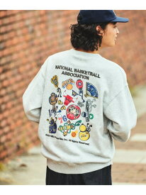 【SALE／20%OFF】FREAK'S STORE NBA 別注 和柄ランダムロゴ クルーネックスウェット 25AW フリークスストア トップス スウェット・トレーナー ネイビー グレー【RBA_E】【送料無料】