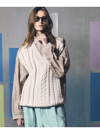 MAISON SPECIAL Cable Knit Combination Prime-Over Woven Shirt Half-Zip Pullover メゾンスペシャル トップス その他のトップス ブラック ホワイト パープル【送料無料】