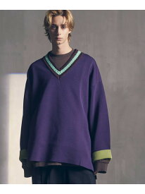 MAISON SPECIAL Prime-Over Double-Face V-Neck Knit Pullover メゾンスペシャル トップス ニット ブラック パープル ブラウン【送料無料】