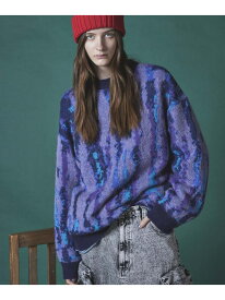 MAISON SPECIAL Airy Mohair Crazy Stripe Prime-Over Crew Neck Knit Pullover メゾンスペシャル トップス ニット パープル ピンク ベージュ【送料無料】