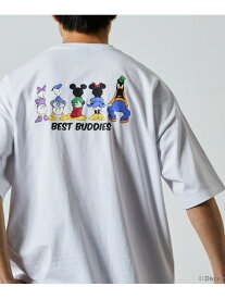 FREAK'S STORE DISNEY/ディズニー 別注 ビッグシルエット バックプリント クルーネックTシャツ BEST BUDDIES 【限定展開】 フリークスストア トップス カットソー・Tシャツ ホワイト グレー ブラック ピンク ネイビー【送料無料】