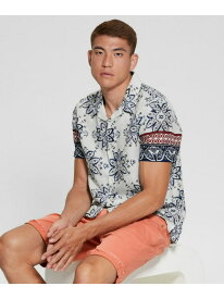 【SALE／50%OFF】GUESS (M)Eco Floral Linen Shirt ゲス トップス シャツ・ブラウス ホワイト【RBA_E】【送料無料】