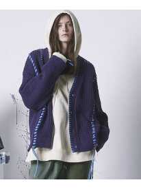 MAISON SPECIAL Oni-Waffle Crazy Stitch Embroidery Prime-Over V-Neck Knit Cardigan メゾンスペシャル トップス カーディガン ブラック グリーン パープル【送料無料】
