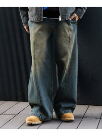 BEAMS HEART MEN ブラスト シーム バギーデニムパンツ ビームス ハート パンツ ジーンズ・デニムパンツ ブラック ブルー【送料無料】