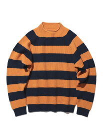 【SALE／50%OFF】BEAMS PLUS BEAMS PLUS / ハイネック リブ ボーダー柄 ニット ビームス メン トップス ニット オレンジ ホワイト【RBA_E】【送料無料】