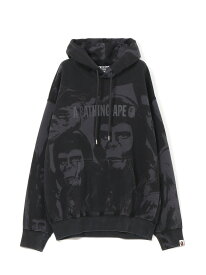 A BATHING APE OVERALL GARMENT DYED PHOTO PULLOVER HOODIE ア ベイシング エイプ トップス パーカー・フーディー ブラック【送料無料】