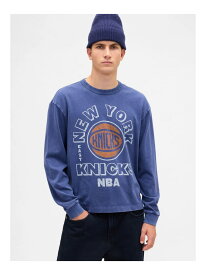 GAP (U)NBA ニューヨーク ニックス クロップド グラフィックTシャツ ギャップ トップス カットソー・Tシャツ ブルー【送料無料】