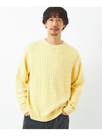 【SALE／70%OFF】UNITED ARROWS green label relaxing ケーブル編み クルーネック ニット ユナイテッドアローズ アウトレット トップス ニット ホワイト イエロー ネイビー【RBA_E】