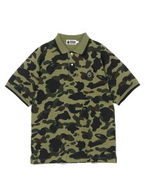 A BATHING APE 1ST CAMO ONE POINT POLO ア ベイシング エイプ トップス ポロシャツ グリーン イエロー【送料無料】