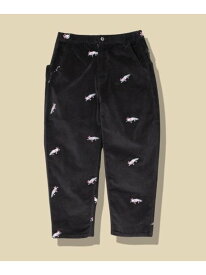 go slow caravan ストレッチコーデュロイ総柄刺繍アンクルパンツ (MENS/WOMENS) ゴースローキャラバン パンツ その他のパンツ グレー グリーン イエロー【送料無料】