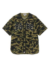 A BATHING APE 1ST CAMO BASEBALL SHIRT ア ベイシング エイプ トップス シャツ・ブラウス グリーン イエロー【送料無料】