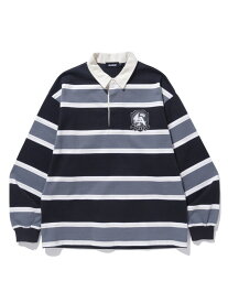 XLARGE EMBLEM STRIPED RUGBY SHIRT シャツ XLARGE エクストララージ トップス シャツ・ブラウス ブラック グリーン ネイビー【送料無料】