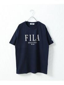 【SALE／5%OFF】FILA 高密度センターキレイ目ロゴTシャツ ジップファイブ トップス カットソー・Tシャツ ホワイト ブルー ネイビー ピンク ブラック【RBA_E】