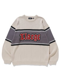 XLARGE STRIPED CREWNECK KNIT TOP ニットトップス XLARGE エクストララージ トップス ニット ベージュ ブラック グレー【送料無料】