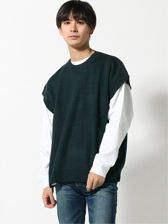 楽天市場 Sale 33 Off Wego Wego M ルーズシルエットニットベスト ウィゴー ニット ノースリーブニット ベスト グリーン グレー ブルー ブラック ベージュ Rba E Rakuten Fashion Men